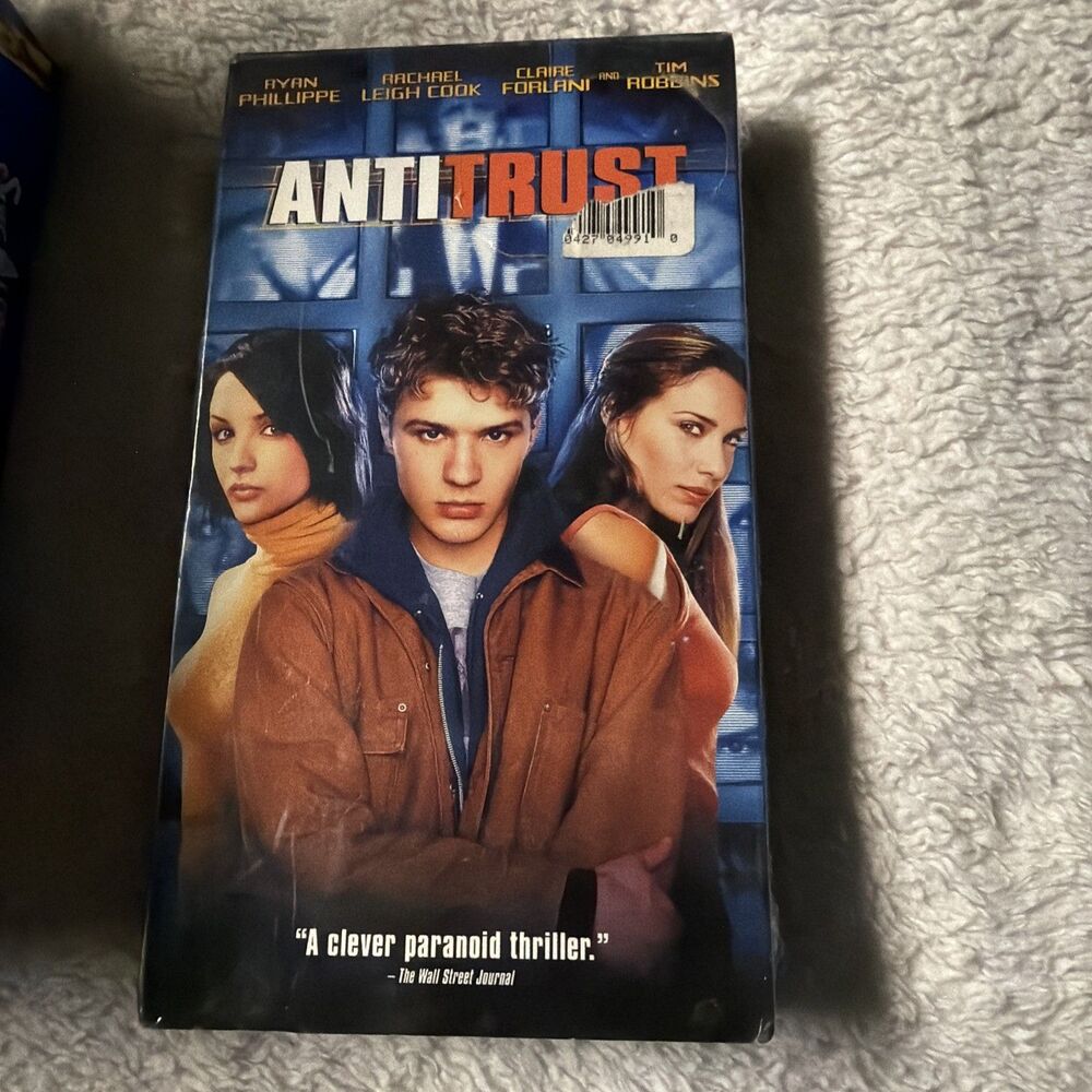 Antitrust VHS Movie - Ryan Phillippe, Tim Robbins - Blockbuster Case - Vintage